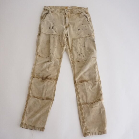 Carhartt Sandstone Tan Double Knee '19 Relaxed Fit Carpenter Painter Pants 34X34 - Picture 1 of 16